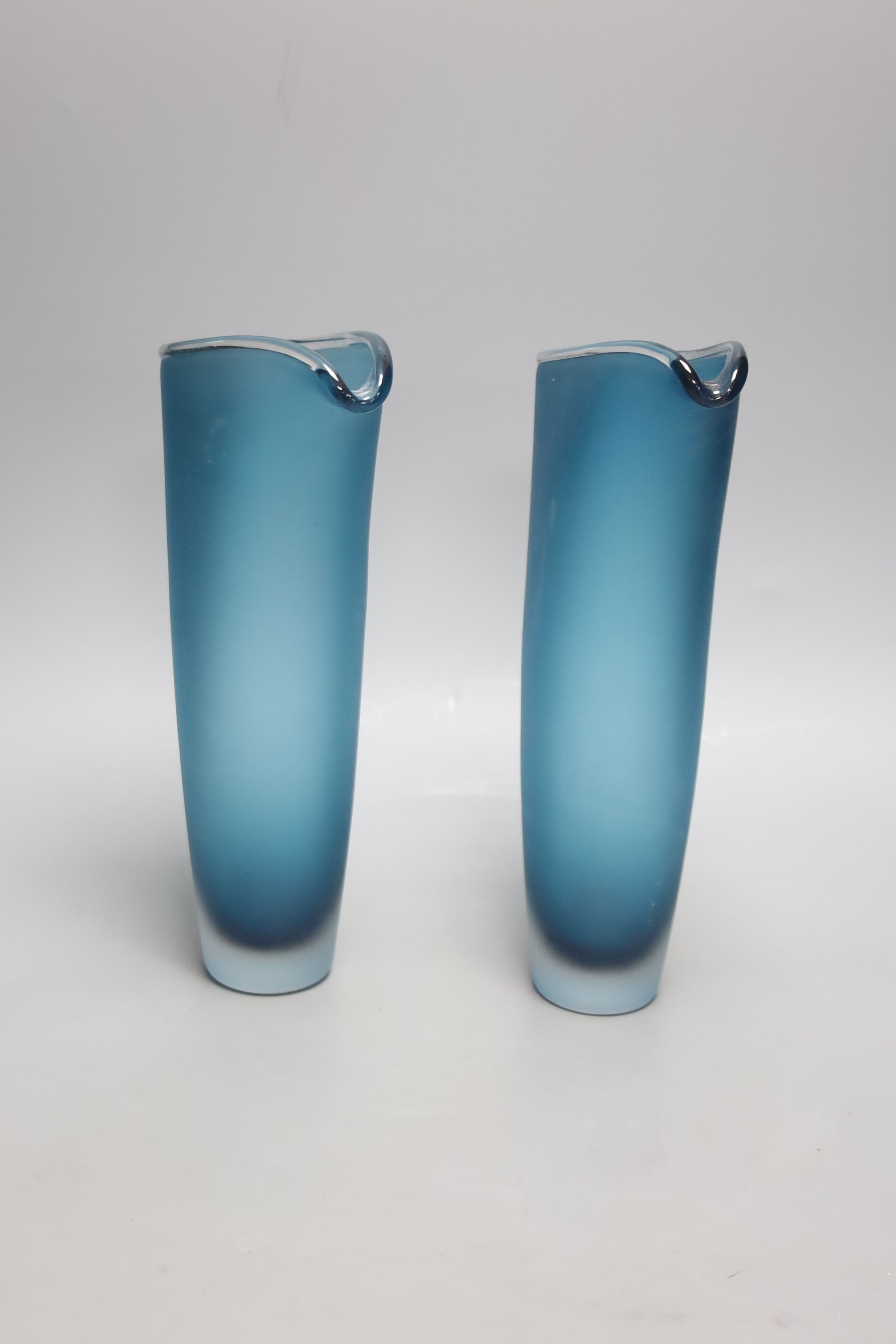 A pair of 1980's Jestyn Davis glass vases for London Glass Works, height 31cm